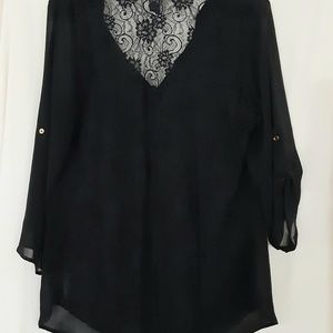 Womens Black Blouse with Laced back